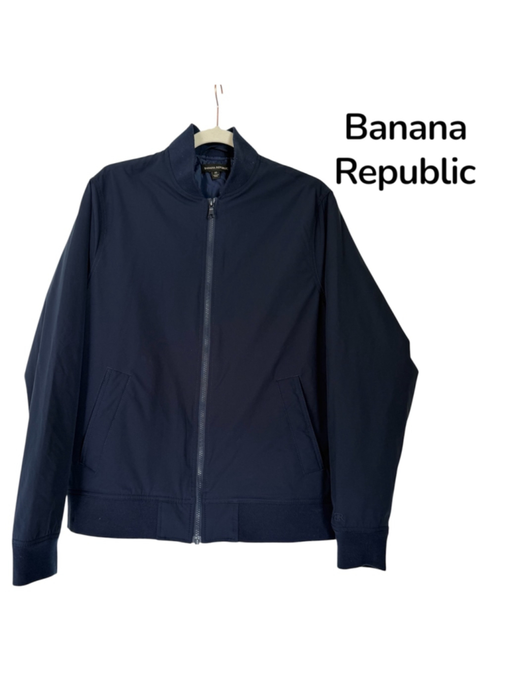 Banana Republic Men's Water-Repellent Bomber Jacket Blue - Medium